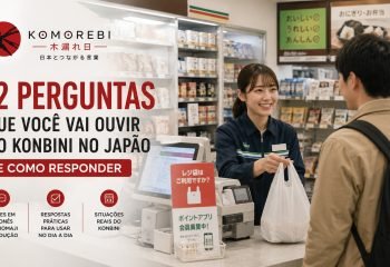 12 perguntas que você vai ouvir no konbini no Japão e como responder. Inclui frases em japonês, respostas e situações reais